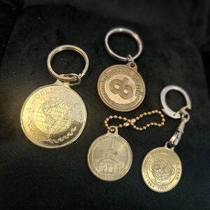 Vintage Gold-Tone Medallion Keychain Lot